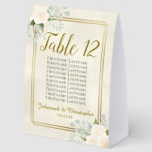 Plaque De Table Tableau des Mariages de Roses blanches - Numéro de (Arrière)