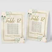 Plaque De Table Tableau des Mariages de Roses blanches - Numéro de (Recto/Verso)