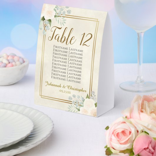 Plaque De Table Tableau des Mariages de Roses blanches - Numéro de (Insitu (mariage))