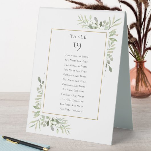 Plaque De Table Tableau des sièges de feuillage vert Numéro de tab (En SItu (Tableau))