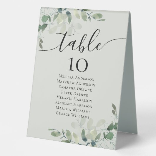 Plaque De Table Tableau Mariage Eucalyptus (Recto)