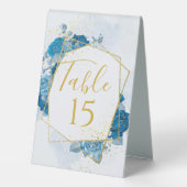 Plaque De Table Tableau Mariage géométrique cyan bleu et or (Verso)