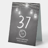 Plaque De Table Tableau noir blanc Mariage Numéro de tableau (Recto)