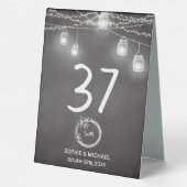 Plaque De Table Tableau noir blanc Mariage Numéro de tableau (Verso)