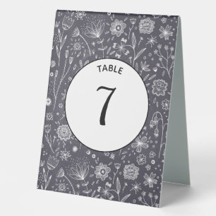 Plaque De Table Tableau noir Fleur Moderne Monochrome