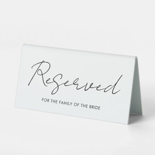 Plaque De Table Tableau Réservé Mariage de script noir et blanc mo (Verso)