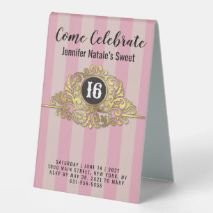 Plaque De Table TableTent de table rose féminin faux feuillet doré