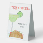 Plaque De Table Tacos et Tequila Margarita fête d'anniversaire (Recto)