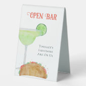 Plaque De Table Tacos et Tequila Margarita Open Bar Mariage (Verso)