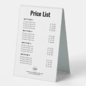 Plaque De Table Tarif personnalisé ou services Simple moderne blan (Recto)