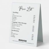 Plaque De Table Tarif Simple Professionnel (Verso)