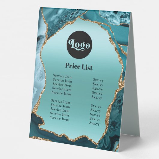 Plaque De Table Tarifs turquoise Agate Faux Foil (Verso)