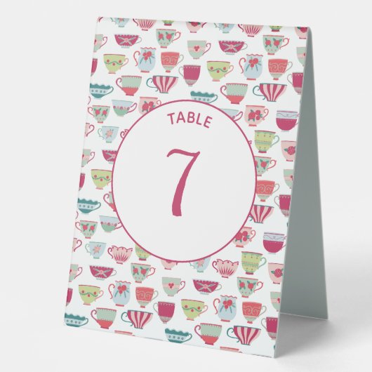 Plaque De Table Tasses à thé Moderne Vintage (Recto)