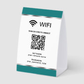 Plaque De Table Teal Silver QR Code Wifi Network and Password (Verso)