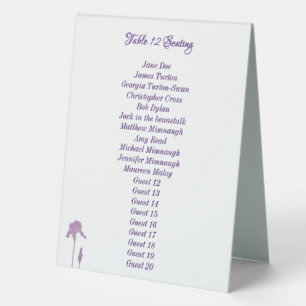 Plaque De Table Tente de table de mariage à l'aquarelle Iris Viole