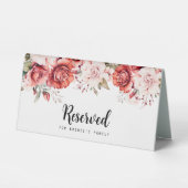 Plaque De Table Terracotta Burgundy Blush Floral Wedding Reserved  (Recto)