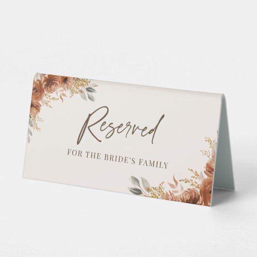 Plaque De Table Terracotta Fall Floral Rustic Réservé Mariage (Recto)