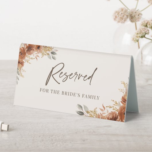 Plaque De Table Terracotta Fall Floral Rustic Réservé Mariage (En SItu (Tableau))