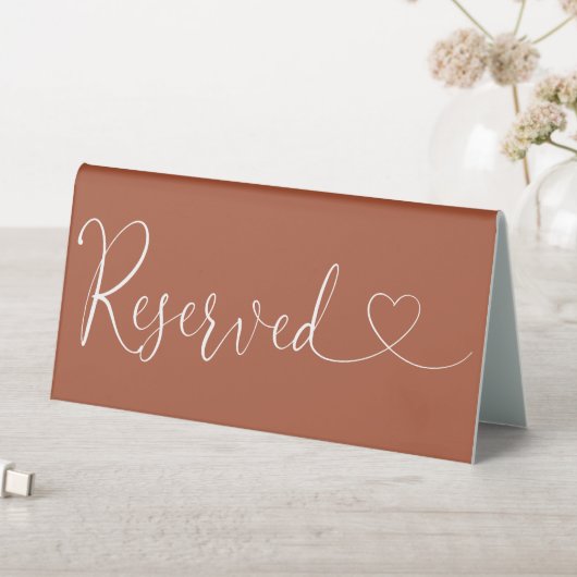 Plaque De Table Terracotta Heart Script Réservé (En SItu (Tableau))