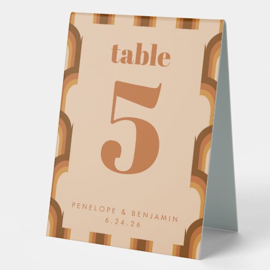 Plaque De Table Terracotta Marron Rétro Années 70 Numéro de Table (Recto)