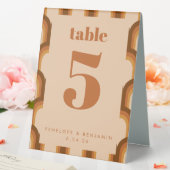 Plaque De Table Terracotta Marron Rétro Années 70 Numéro de Table (In SItu (Mariage))