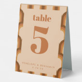 Plaque De Table Terracotta Marron Rétro Années 70 Numéro de Table (Verso)
