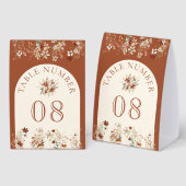 Plaque De Table Terracotta Wildflower Cream Wedding Table Number (Recto/verso)