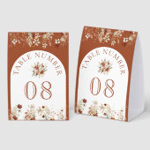 Plaque De Table Terracotta Wildflower White Wedding Table Number (Recto/verso)