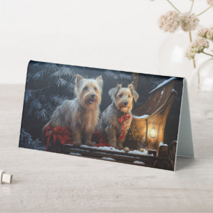 Plaque De Table Terrier Australien Snowy Sleigh Décor de Noël 