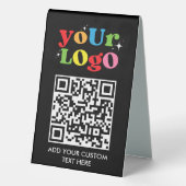 Plaque De Table Texte et logo de code QR personnalisé (Verso)