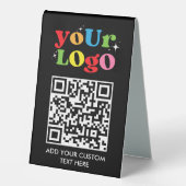 Plaque De Table Texte et logo de code QR personnalisé (Recto)