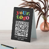 Plaque De Table Texte et logo de code QR personnalisé (En SItu (Tableau))