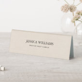 Plaque De Table Texture en lin beige simple typographie noire (En SItu (Tableau))