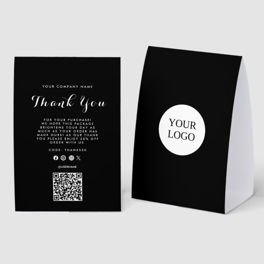 Plaque De Table Thank You Business Logo QR Code (Recto/verso)