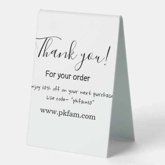 Plaque De Table Thank you for purchase pink family business detail (Recto)