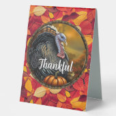 Plaque De Table Thankful and Turkey Thanksgiving Menu (Recto)