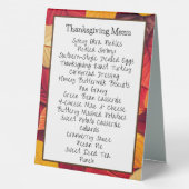 Plaque De Table Thankful and Turkey Thanksgiving Menu (Verso)
