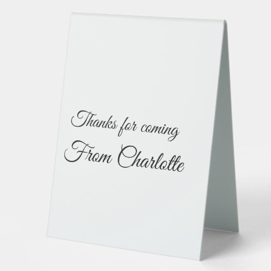 Plaque De Table thanks for coming add name text message  (Recto)