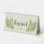 Plaque De Table Thème de Mariage Floral Rose vert (Verso)