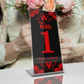 Plaque De Table Thème Floral Rouge