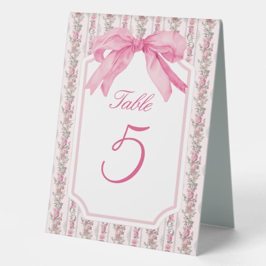 Plaque De Table Thème Pink Bow Coquette Love Shack (Recto)
