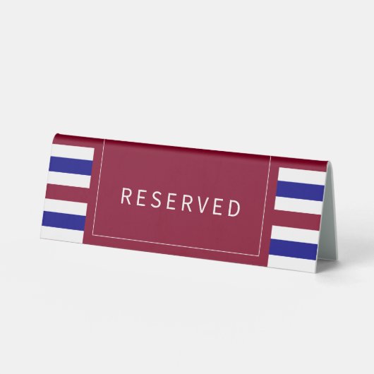 Plaque De Table Thème Royal Red et Blue Mariage Réservé (Recto)