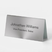 Plaque De Table Titre du nom du Modèle noir et argent professionne (Recto)