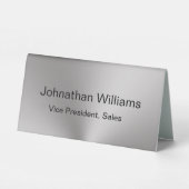 Plaque De Table Titre du nom du Modèle noir et argent professionne (Verso)