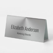 Plaque De Table Titre du travail Silver et Noir professionnel Text (Recto)