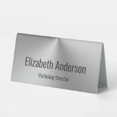 Plaque De Table Titre du travail Silver et Noir professionnel Text (Verso)