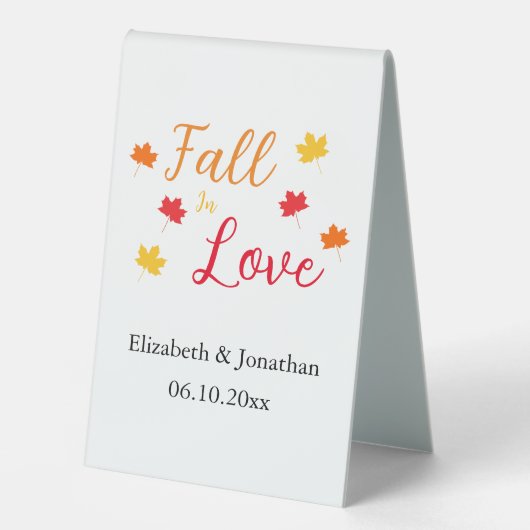 Plaque De Table Tomber dans l'amour (Recto)