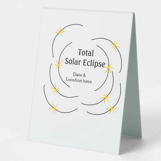 Plaque De Table Total éclipse solaire ajouter la date emplacement (Recto)