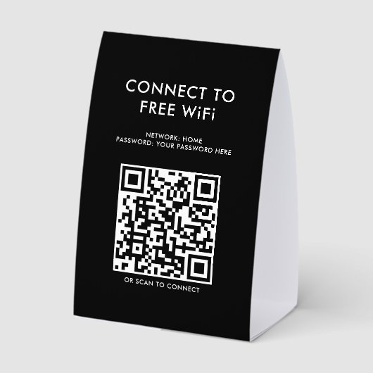 Plaque De Table Touchless Menu QR Code Connect WiFi Black (Verso)