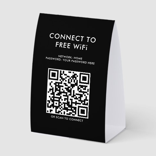 Plaque De Table Touchless Menu QR Code Connect WiFi Black (Recto)